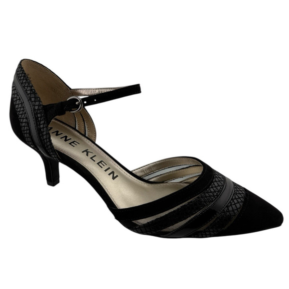 Anne Klein Fayme‎ Black Pointed Toe Ankle Strap Pumps Size 5.5 M NWB - Picture 1 of 12